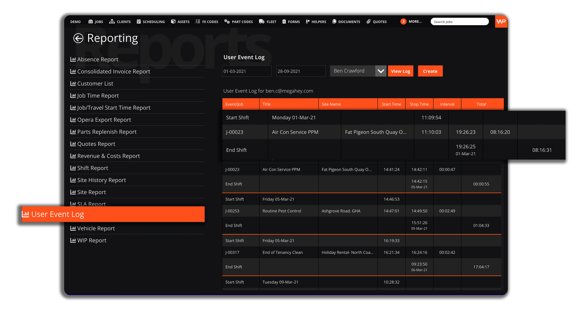 the image shows a version of the WorkPal Portal Access and the WorkPal's software for job management