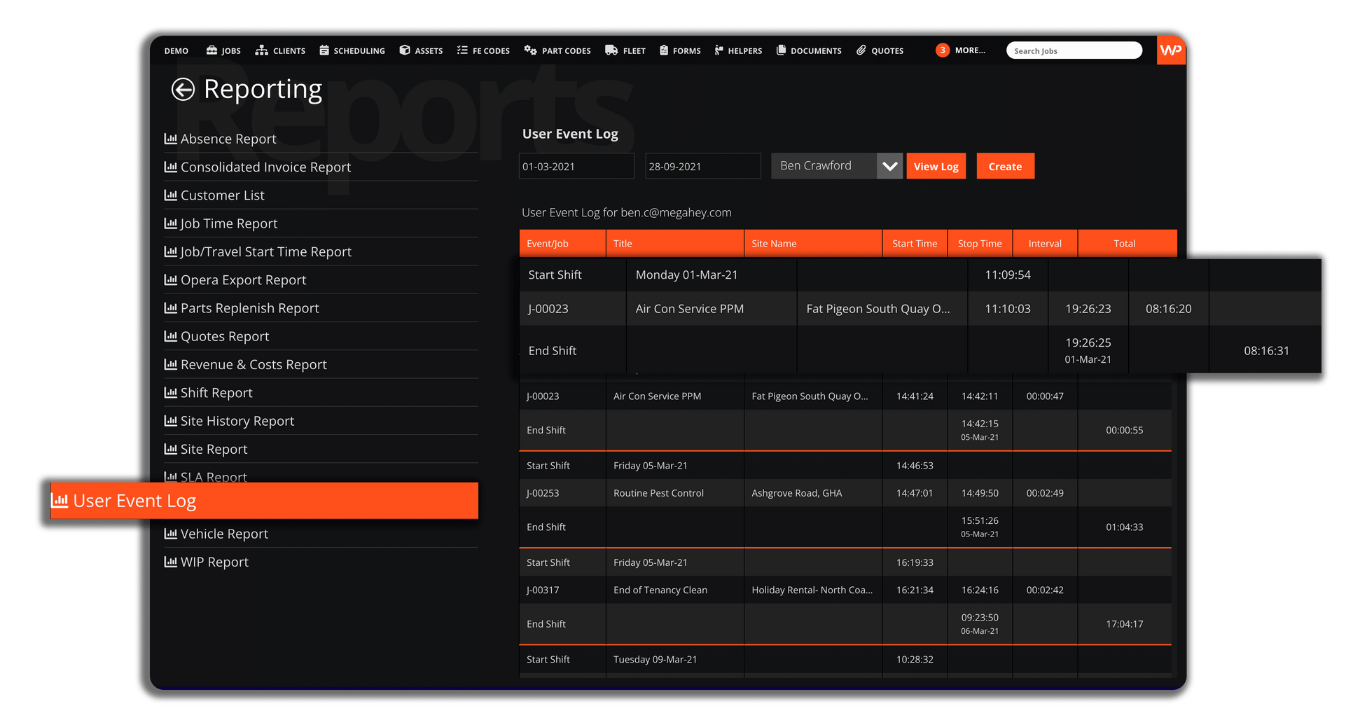 Reporting job management